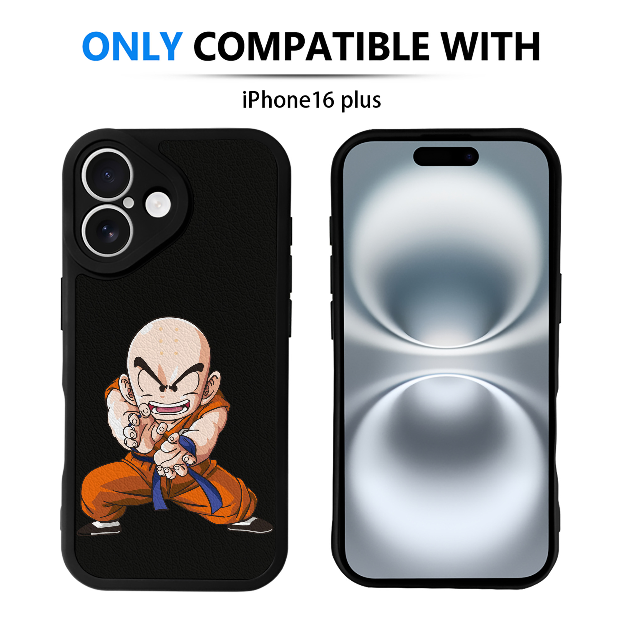 （画像用） ドラゴンボール クリリン DRAGON BALL krillin 【iPhone 16シリーズ対応】シリコンスマホケース（レザー調） 材質：シリコン